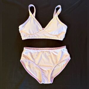 Cat & Jack Girls Bikini Swimsuit Size 9/10 Pink Pastel Trim 2-Piece Summer Beach